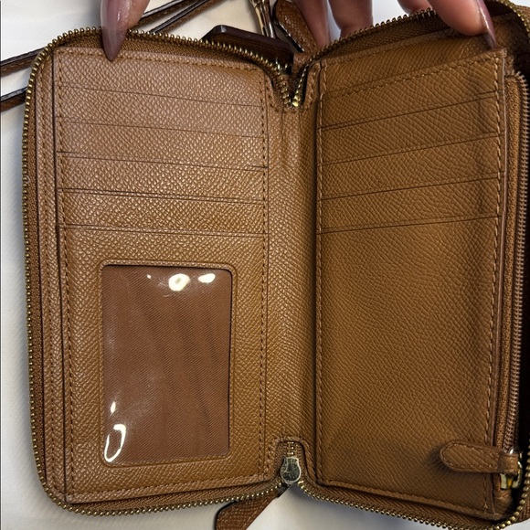 Coach Brown Leather Wristlet Doubled Zipper - Picture 8 of 13